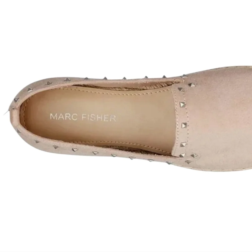 Marc Fisher Studded Espadrille Slip On Sneakers Beige Suede Flats 8.5